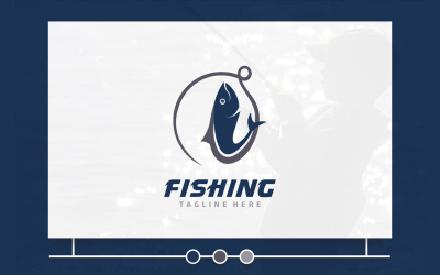 Idea creativa e semplice concetto di pesca vettoriale Logo Design
