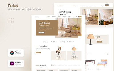 Prabot - Čistá a čistá minimalistická šablona webových stránek nábytku