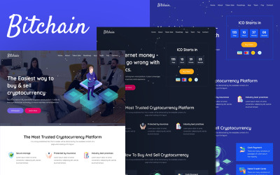 Bitchain - Modello HTML della pagina di destinazione ICO di Bitcoin e criptovaluta