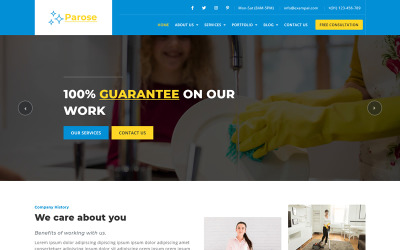 Parose - Çok Amaçlı Temizlik Hizmetleri HTML5 Web Sitesi Şablonu
