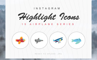 Plantilla de conjunto de iconos de portada destacada de Instagram de 15 aviones