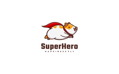 Süper Kahraman Maskot Karikatür Logosu