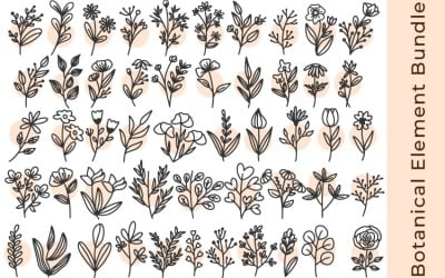 Flores SVG Bundle | Ilustración de 50 flores, hojas y elementos botánicos