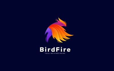 Gradient Kolorowe Logo Ptak Ogień