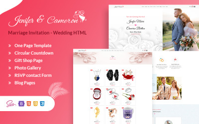 Heiratseinladung - Wedding Sass HTML Landing Page Template