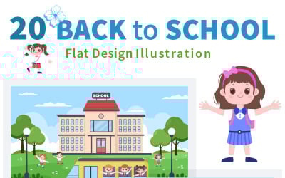 20 Retour à l&amp;#39;école et illustration de bus mignon