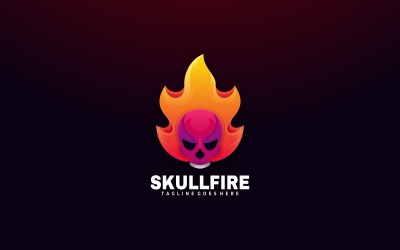 Skull Fire Gradient Logo-stijl