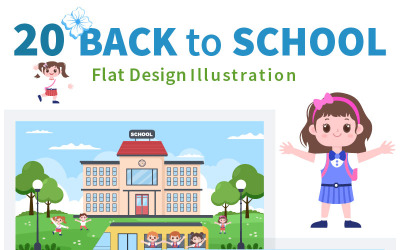20 Zurück zur Schule und süße Busillustration
