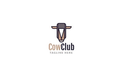 Modèle de conception de logo de club de vache