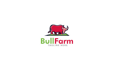 Modèle de conception de logo de ferme de taureau