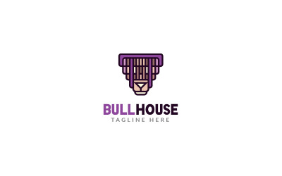 Modèle de conception de logo de maison de taureau