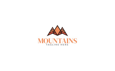 Modèle de conception de logo de montagnes