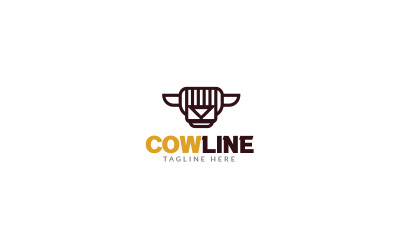 Plantilla de diseño de logotipo de línea de vaca