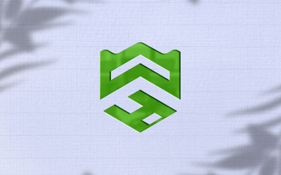 Realistic 3D Sign Green Logo Mockup on Debossed Effect