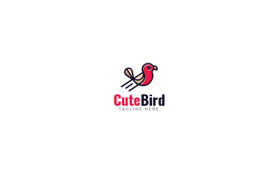 Schattige vogel Logo ontwerpsjabloon