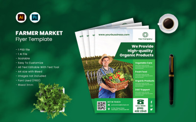 Modèle de Flyer de marché fermier vol.40