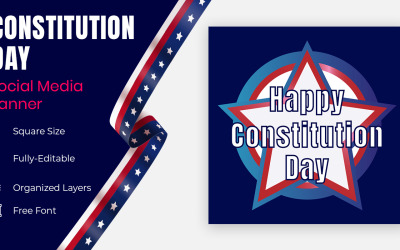 American Star Background For 17 September Constitution Day Social Banner Design.
