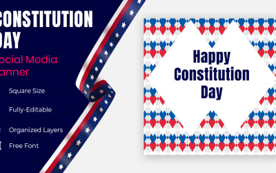 Amerikan Ulusal Anayasa Günü Afiş Veya Sosyal Afiş Tasarımı.