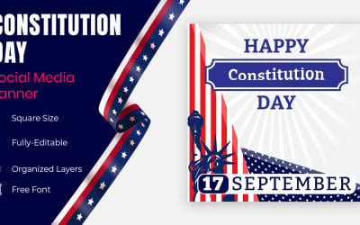 Az Egyesült Államok alkotmányának napja, szeptember 17., közösségi banner