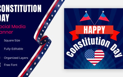 Banner- of flyerontwerp voor de sociale banner van de Amerikaanse grondwetdagviering