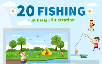 20 barn fiske fisk vektor illustration