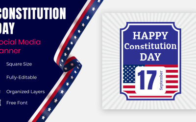 Den ústavy v USA se slaví 17. září Vlastenecký sociální banner