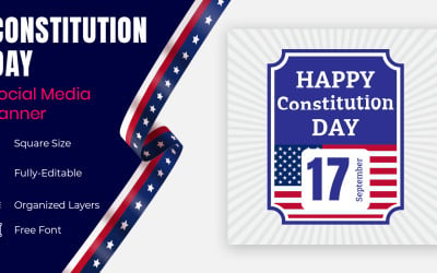 Der Tag der Verfassung in den Vereinigten Staaten wird am 17. September gefeiert. Patriotisches soziales Banner