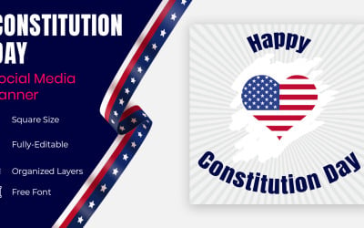 Día de la Constitución 17 de septiembre en el diseño de carteles o pancartas sociales patrióticas de los Estados Unidos.
