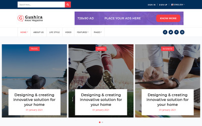 Gushira - Responsywny wielostronicowy szablon HTML magazynu News