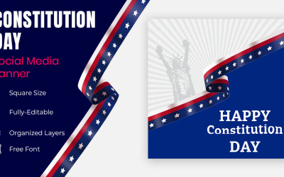 Happy September Usa Constitution Day Social Banner Design.