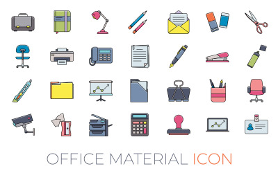 Шаблон набору іконок для офісних матеріалів