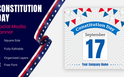 Tag der Verfassung der USA, 17. September, isolierte Vektor-Soziale-Banner