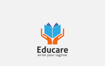 Education Logo Design With Book  And Care Concept