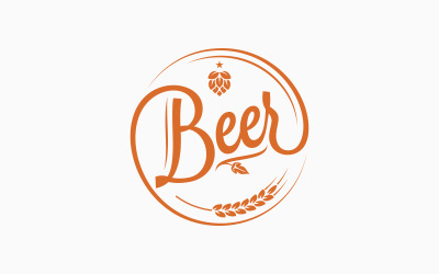 Logo della birra con luppolo di birra di frumento