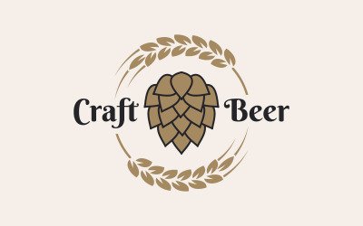 Logo piwa rzemieślniczego z chmielem piwa