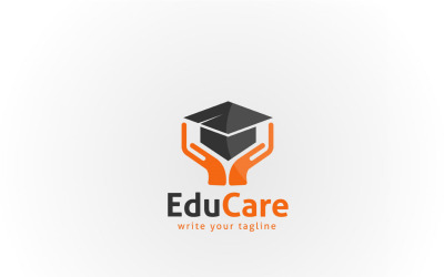 Modelo de vetor de logotipo educacional com conceito de cuidado