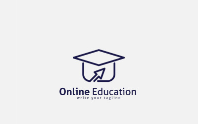 Online oktatási logótervezés kupakkal és egérmutatóval
