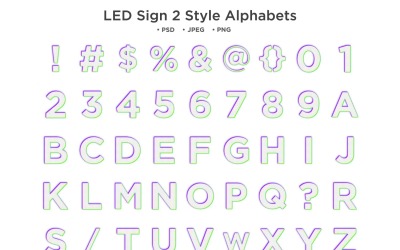 Alfabet w stylu LED 2, typografia Abc