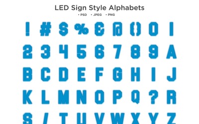 Alfabeto stile LED, tipografia Abc