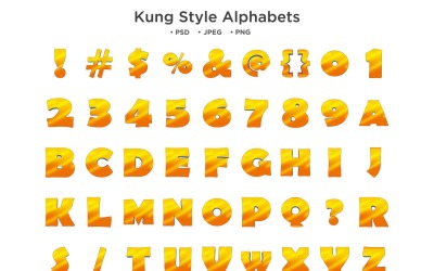 Alphabet de style kung, typographie abc
