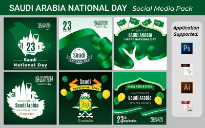 Illustrazione di progettazione del modello di vettore di giorno dell&amp;#39;indipendenza dell&amp;#39;Arabia Saudita (festa nazionale) Banner sociale