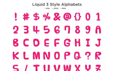 Liquid 3-Stil-Alphabet, Abc-Typografie
