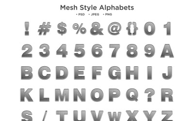 Mesh-Stil-Alphabet, ABC-Typografie