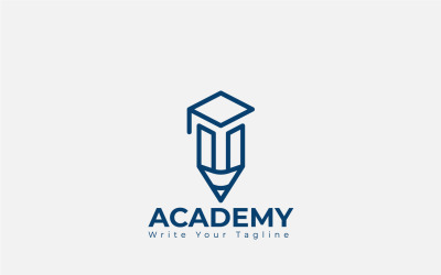 Minimalna koncepcja projektowania logo edukacji dla ołówka i czapki, Akademia