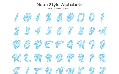 Neon stil alfabetet, Abc typografi