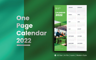 Calendario da parete con una pagina verde 2022 Planner Template