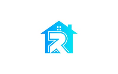 Design del logo della casa della lettera R