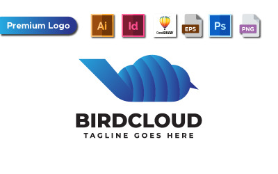 Fågelmoln logotyp mall | Perfekt för många typer av företag