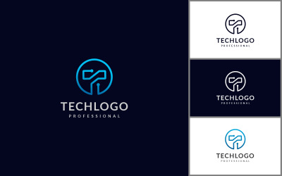 Modèle de logo de lettre T de technologie