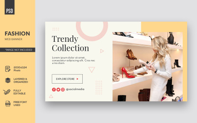 Modello di identità aziendale per banner web sconto moda minimalista